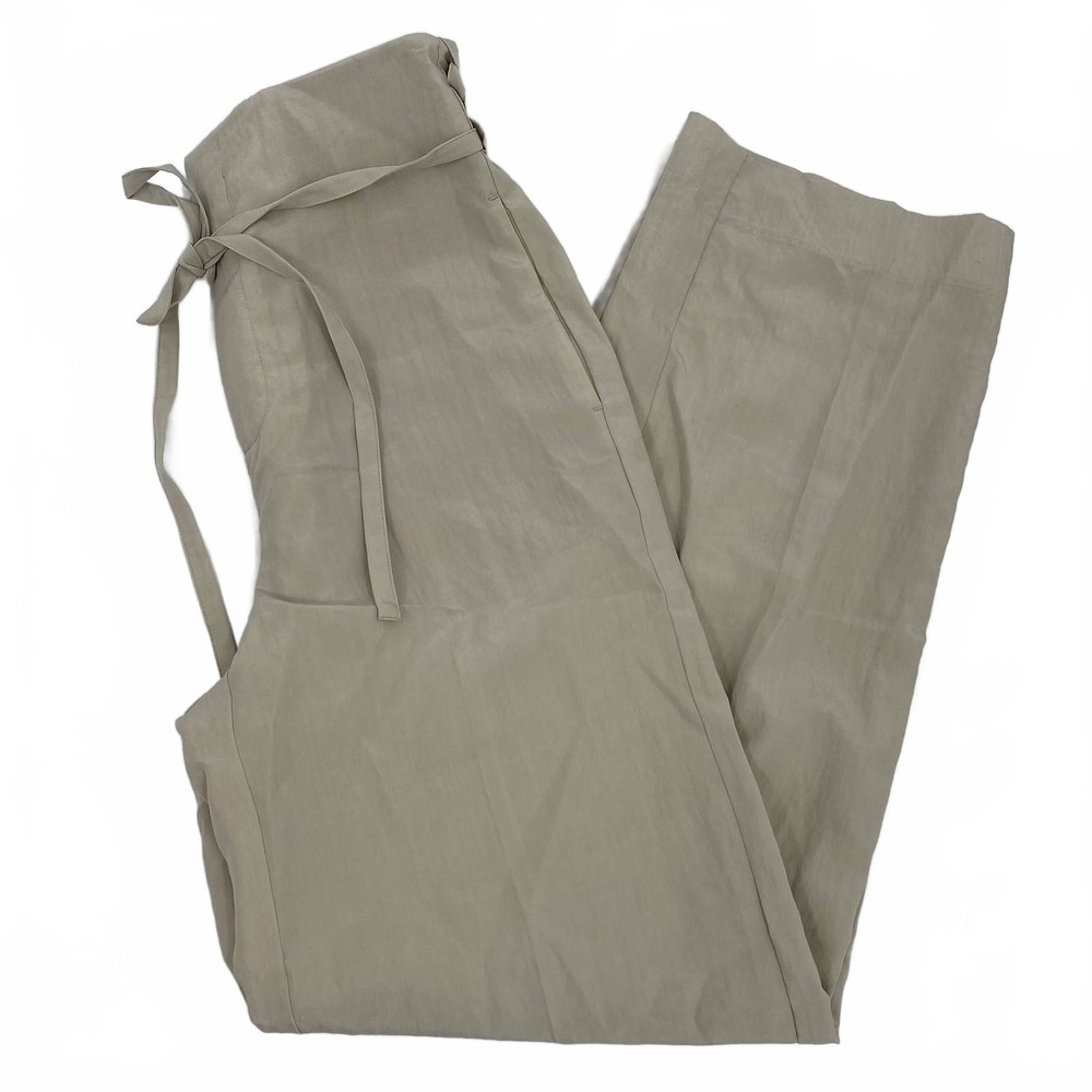 Vince Beige Straight Leg Pants Tie Waist Paperbag | Womens 2